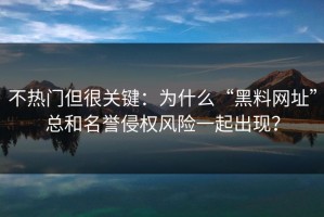 不热门但很关键：为什么“黑料网址”总和名誉侵权风险一起出现？