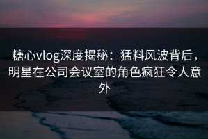 糖心vlog深度揭秘：猛料风波背后，明星在公司会议室的角色疯狂令人意外