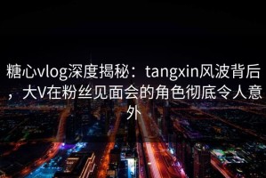糖心vlog深度揭秘：tangxin风波背后，大V在粉丝见面会的角色彻底令人意外