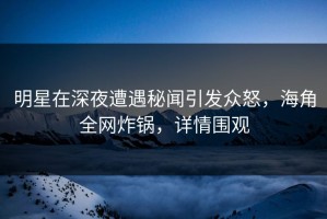 明星在深夜遭遇秘闻引发众怒，海角全网炸锅，详情围观