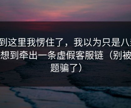 看到这里我愣住了，我以为只是八卦，没想到牵出一条虚假客服链（别被标题骗了）