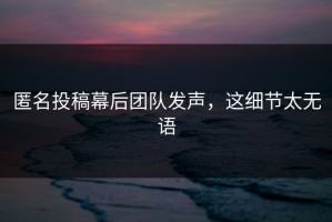 匿名投稿幕后团队发声，这细节太无语