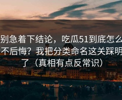 先别急着下结论，吃瓜51到底怎么用才不后悔？我把分类命名这关踩明白了（真相有点反常识）