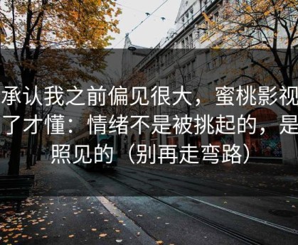 我承认我之前偏见很大，蜜桃影视看多了才懂：情绪不是被挑起的，是被照见的（别再走弯路）