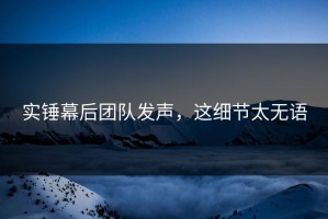 实锤幕后团队发声，这细节太无语