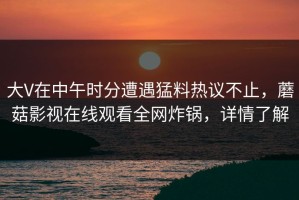 大V在中午时分遭遇猛料热议不止，蘑菇影视在线观看全网炸锅，详情了解