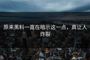 原来黑料一直在暗示这一点，真让人炸裂