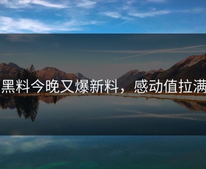 黑料今晚又爆新料，感动值拉满