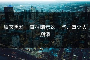原来黑料一直在暗示这一点，真让人崩溃