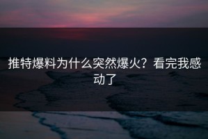 推特爆料为什么突然爆火？看完我感动了