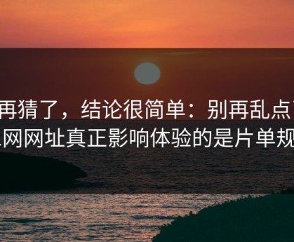 别再猜了，结论很简单：别再乱点了，51网网址真正影响体验的是片单规划