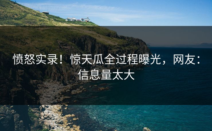 愤怒实录！惊天瓜全过程曝光，网友：信息量太大
