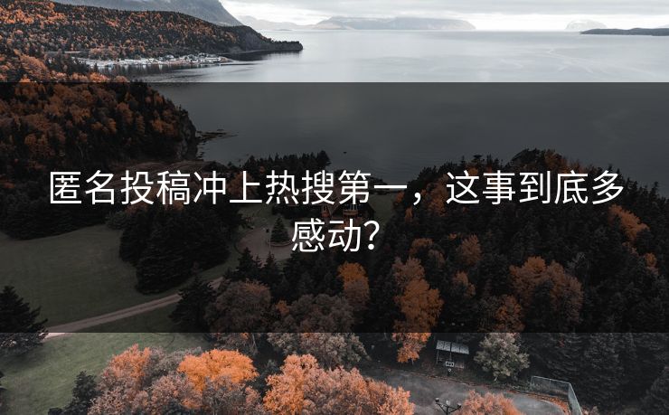 匿名投稿冲上热搜第一，这事到底多感动？