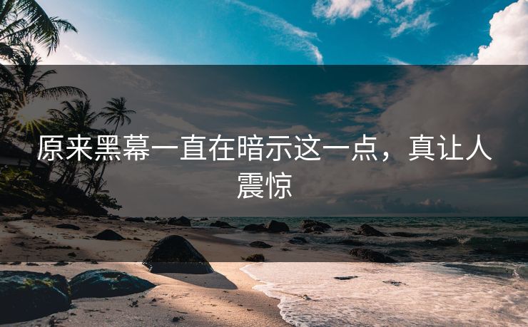 原来黑幕一直在暗示这一点，真让人震惊
