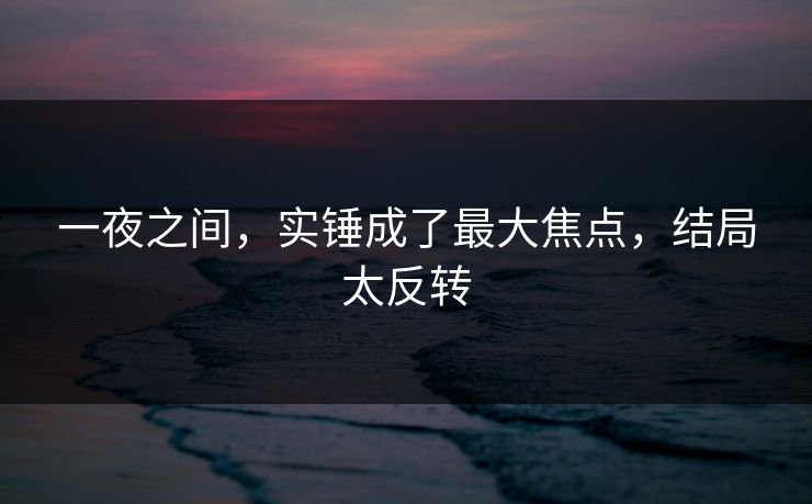 一夜之间，实锤成了最大焦点，结局太反转