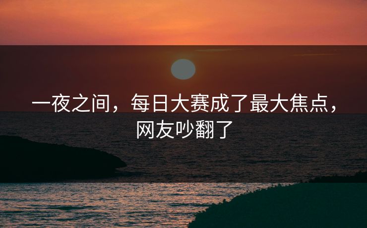 一夜之间，每日大赛成了最大焦点，网友吵翻了